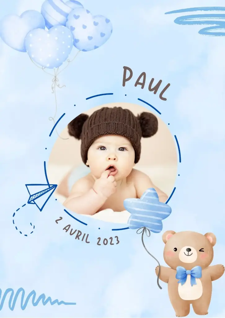 Faire-part Paul carte pliée